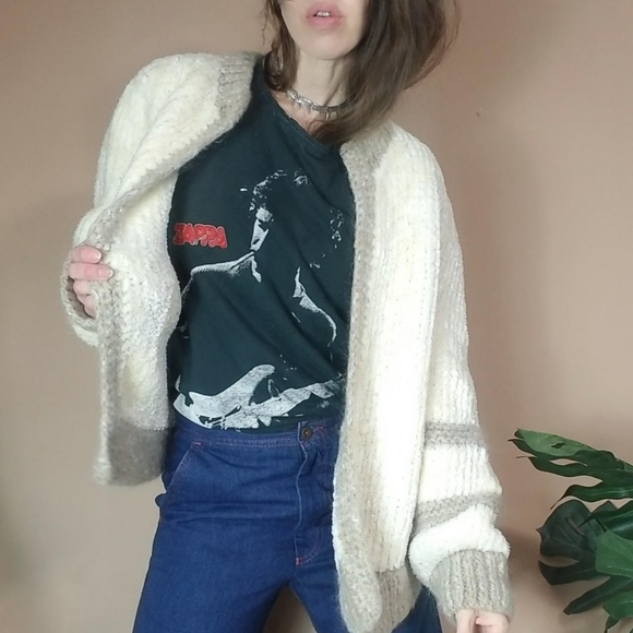 Vintage 80s Chunky Knit Cardigan Coat - Picture 1 of 4